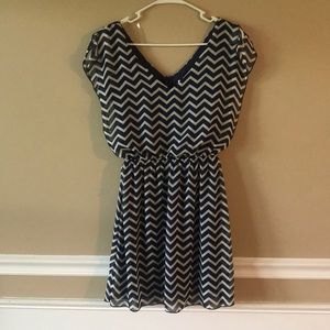 Speechless blue and cream chevron dress